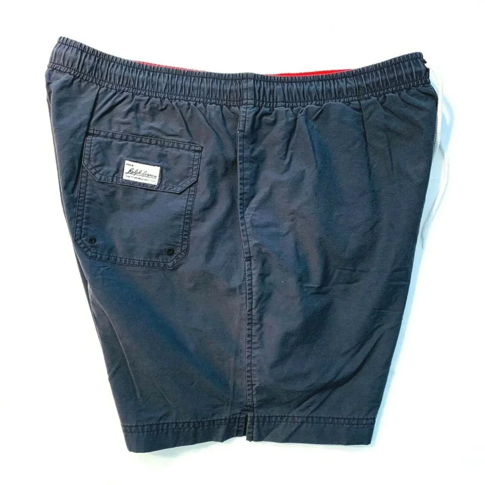 Vintage Polo Sport Ralph Lauren Swim Trunks Mesh Lined Cotton Nylon Gray Mens XL